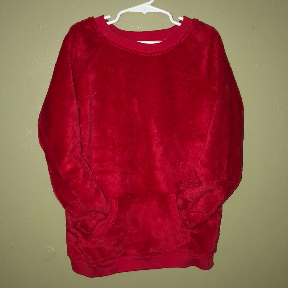 Carters girls red sweater with pouch pocket.